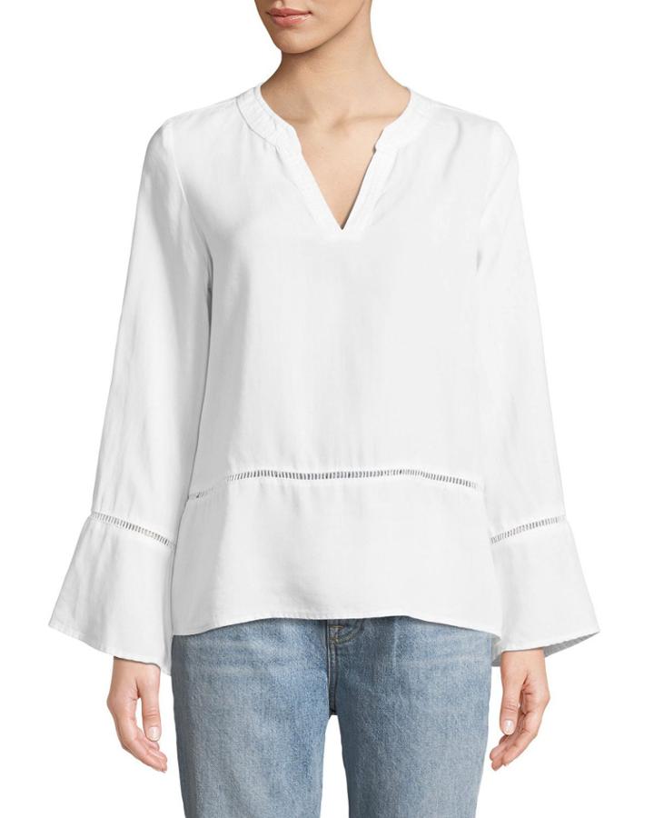 Stacy Flare-sleeve V-neck Blouse