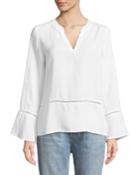Stacy Flare-sleeve V-neck Blouse