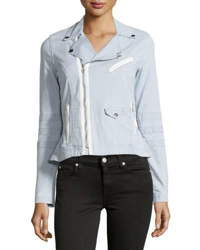 Jada Moto Peplum Jacket, Blue/white