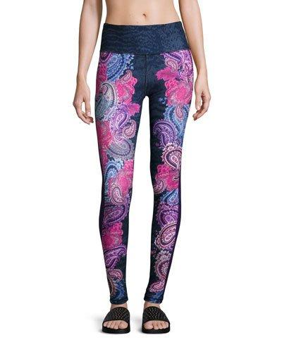 Paisley-print Wide-waist Leggings, Purple