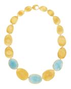 Lunaria 18k Gold Collar Necklace With Aquamarine,