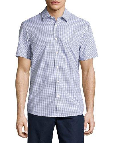 Short-sleeve Check-print Cotton