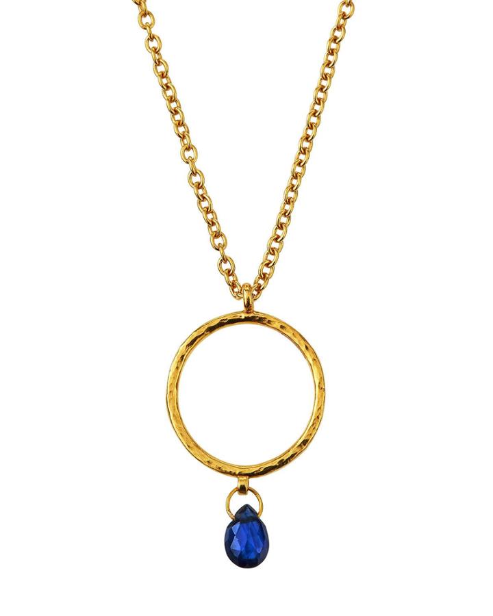 22k Gold Captiva Circle Sapphire Pendant Necklace