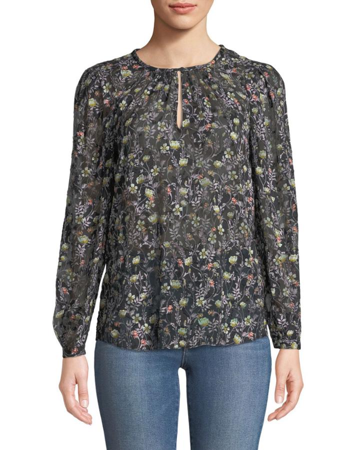 Midnight Bloom Floral-print Blouse
