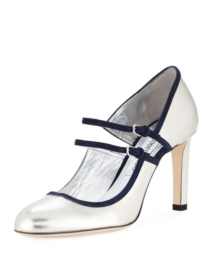 Micha Metallic Buckle Mary Jane Pumps