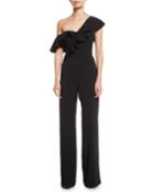 Asymmetric 1-shoulder Ruffle Jumpsuit