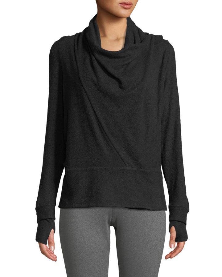 Convertible Long-sleeve Draped Wrap Top