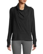 Convertible Long-sleeve Draped Wrap Top
