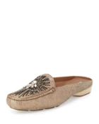 Lucia Beaded Metallic Leather