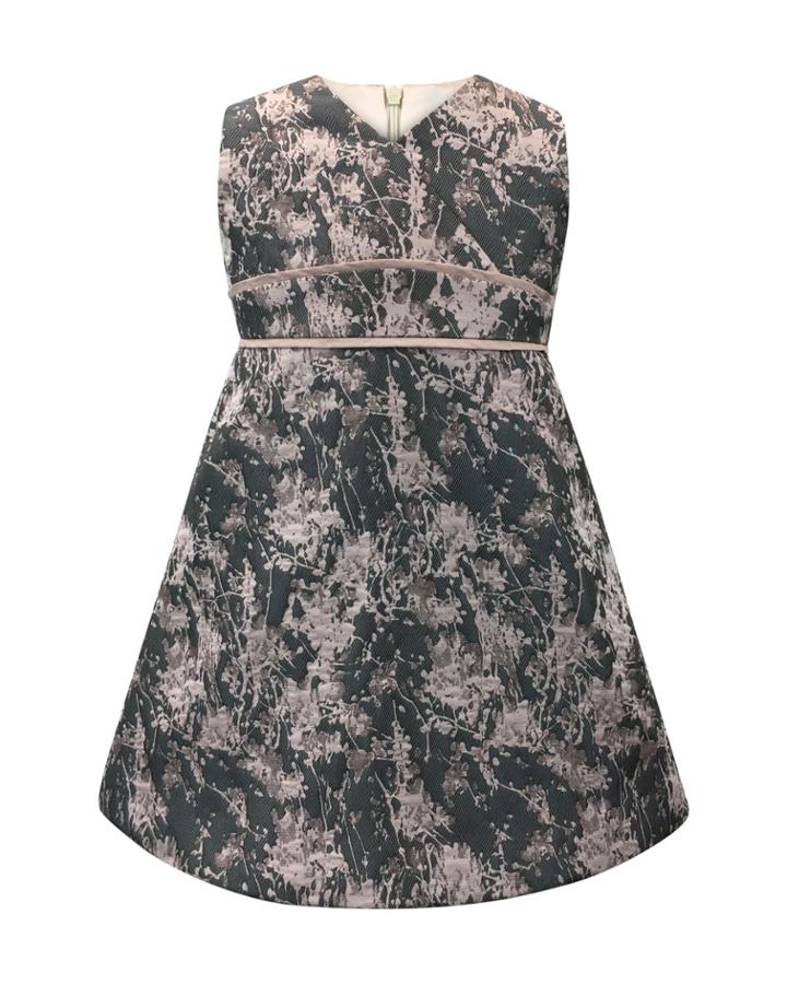 Floral Jacquard V-neck Dress,