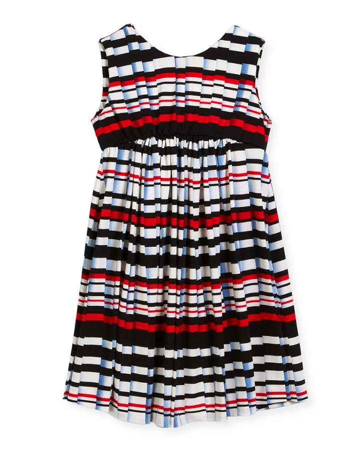 Stripe Pleat-print Knit Dress,