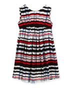 Stripe Pleat-print Knit Dress,