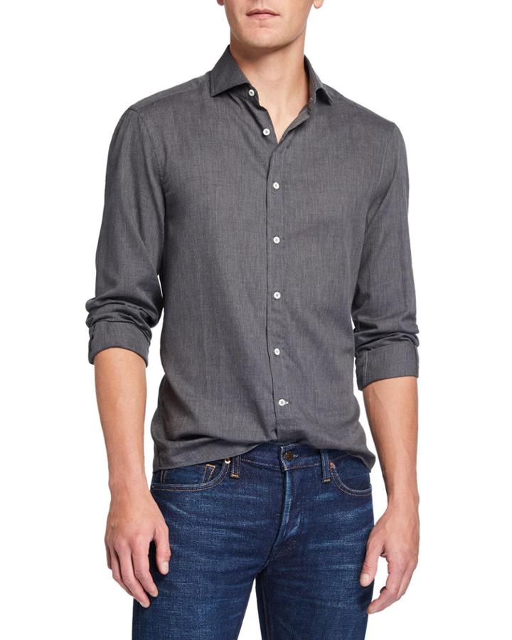 Men's Chevron Flannel French-collar