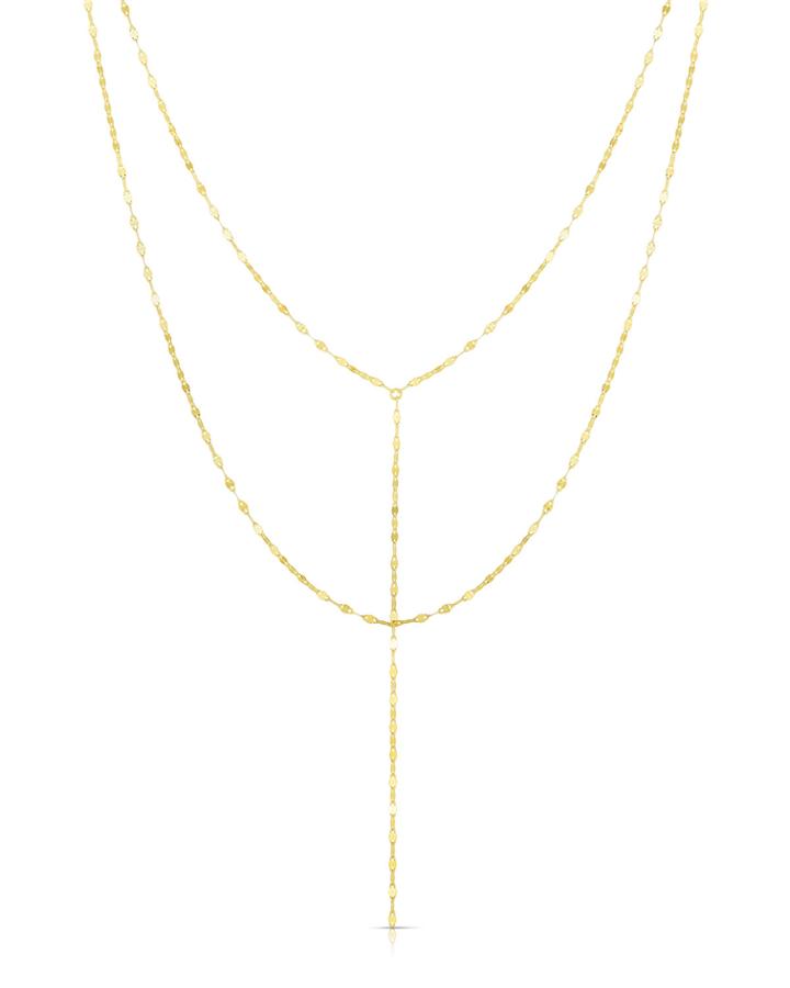 14k Italian Double-chain Y-drop Necklace