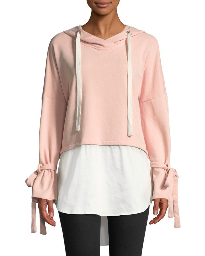 French Terry Hoodie With Bell-sleeves And