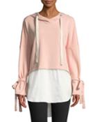 French Terry Hoodie With Bell-sleeves And