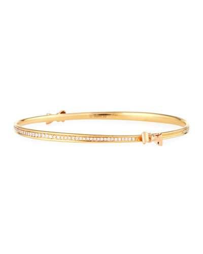 Two-tone 18k Pave Diamond Bow Bangle Bracelet