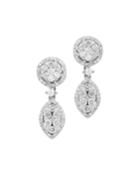 14k Round Diamond & Marquise Drop Earrings
