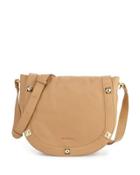 Sadie Medium Studded Leather Saddle Bag, Cappuccino