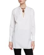 Long-sleeve Blouse W/warrior Necklace