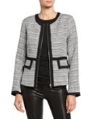 Tweed Zip-front Contrast Trim Jacket