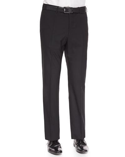Super 150's Wool Trousers, Black
