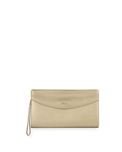 Tea Xl Metallic Leather Envelope Clutch Bag, Gold