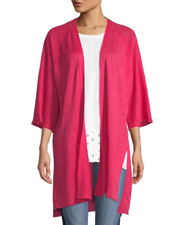 3/4-sleeve Linen Duster Cardigan