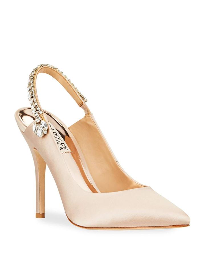 Paxton Crystal-embellished Satin Slingback Pumps