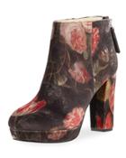 Meade Floral Velvet Platform Bootie