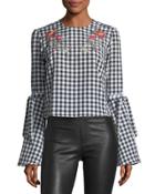 Embroidered Gingham Blouse