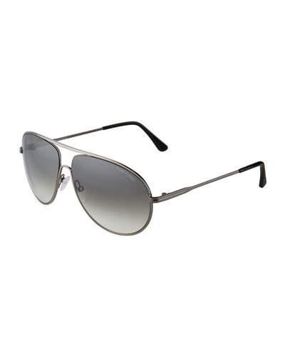 Aviator Metal Sunglasses, Dark Gray