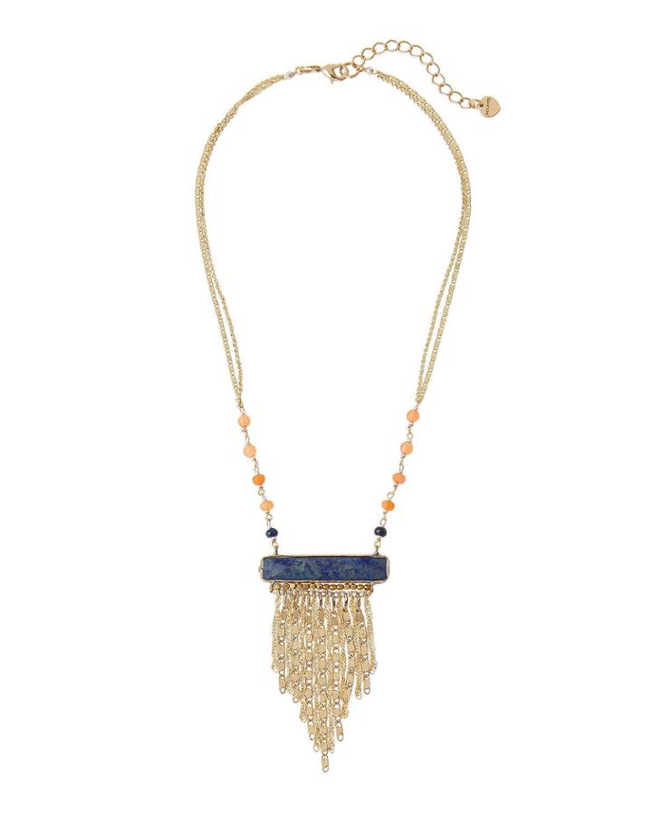 Lapis Fringe Pendant Necklace