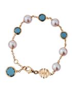 18k Rose Gold London Blue Topaz And Violet Pearl Bracelet