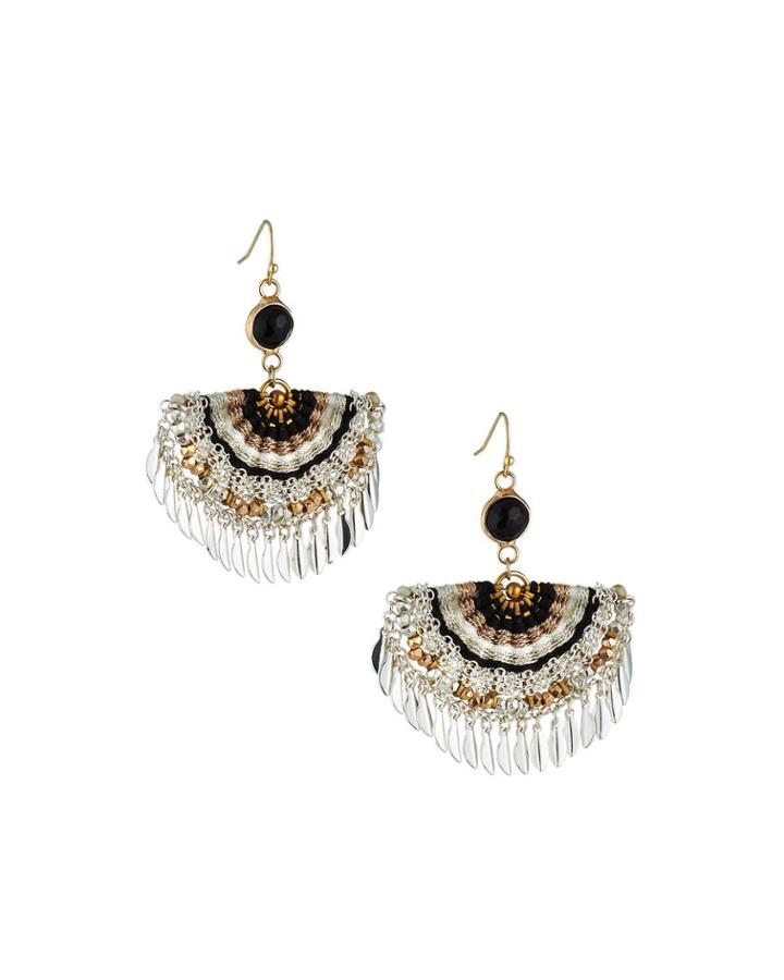 Semicircle & Fringe Drop Earrings