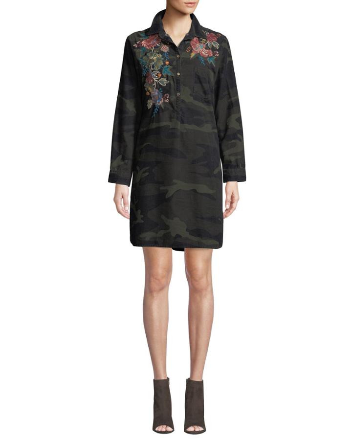 Tyrell Collared Camo Tunic Dress