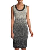 Scoop-neck Shimmery Ombre-jacquard