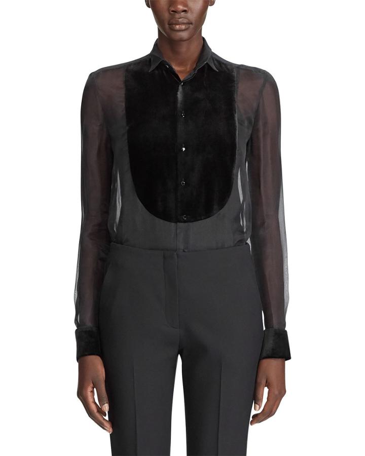 Organza Velvet Bibbed Blouse