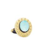 Old World Oval Turquoise Doublet & Champagne Diamond
