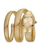 22mm Glam Snake Coil Bracelet Watch, Gold
