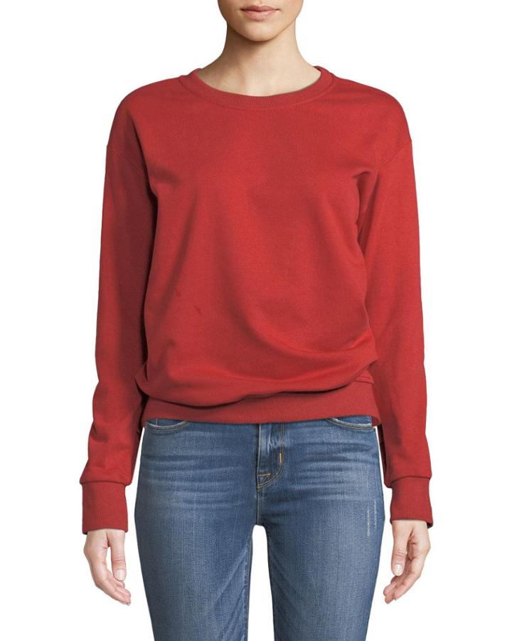 Ruffled Ladder-lace Back Sweatshirt, Orange