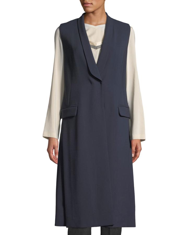 Sleeveless Twill Coat
