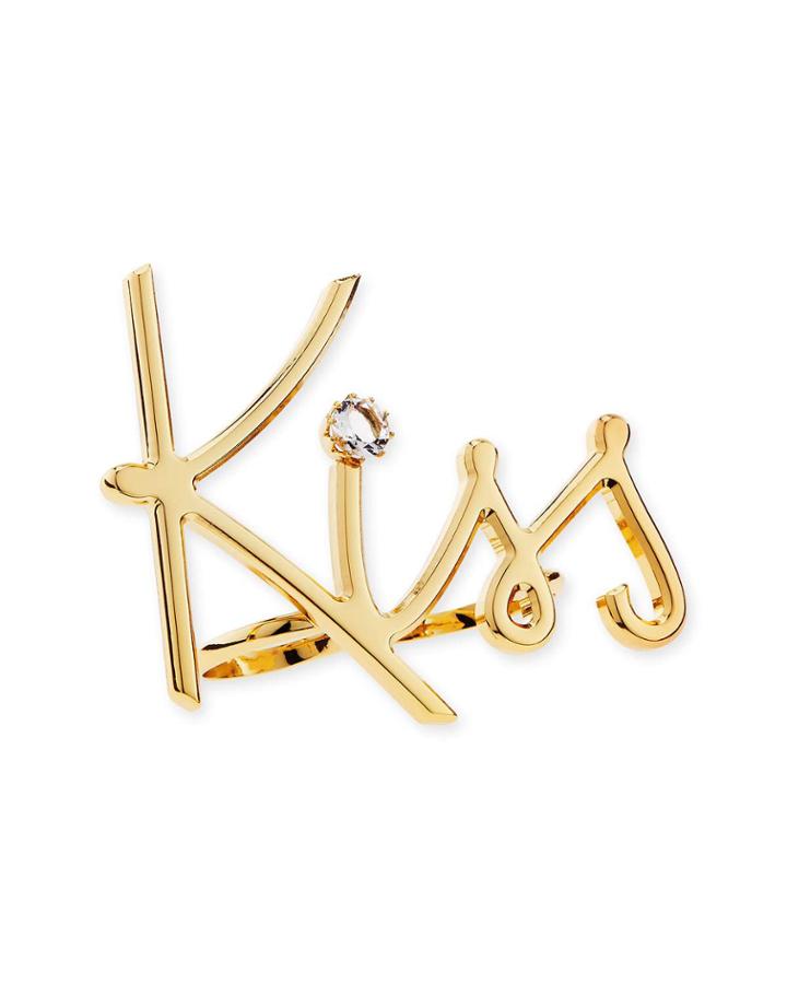 Two-finger Golden Kiss Ring