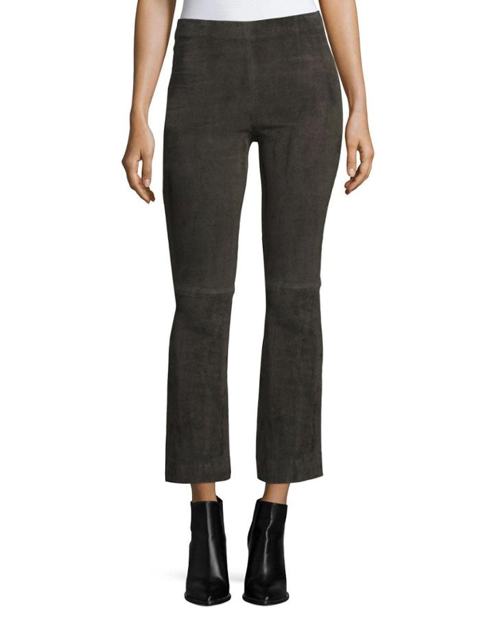 Stretch-suede Flared Crop Pants