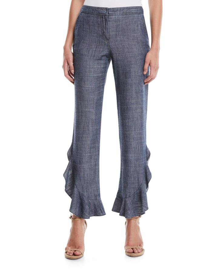 Zacatecas Chambray Pants W/ Ruffles