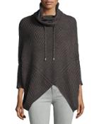 Cable-knit Turtleneck Poncho, Heather Gray