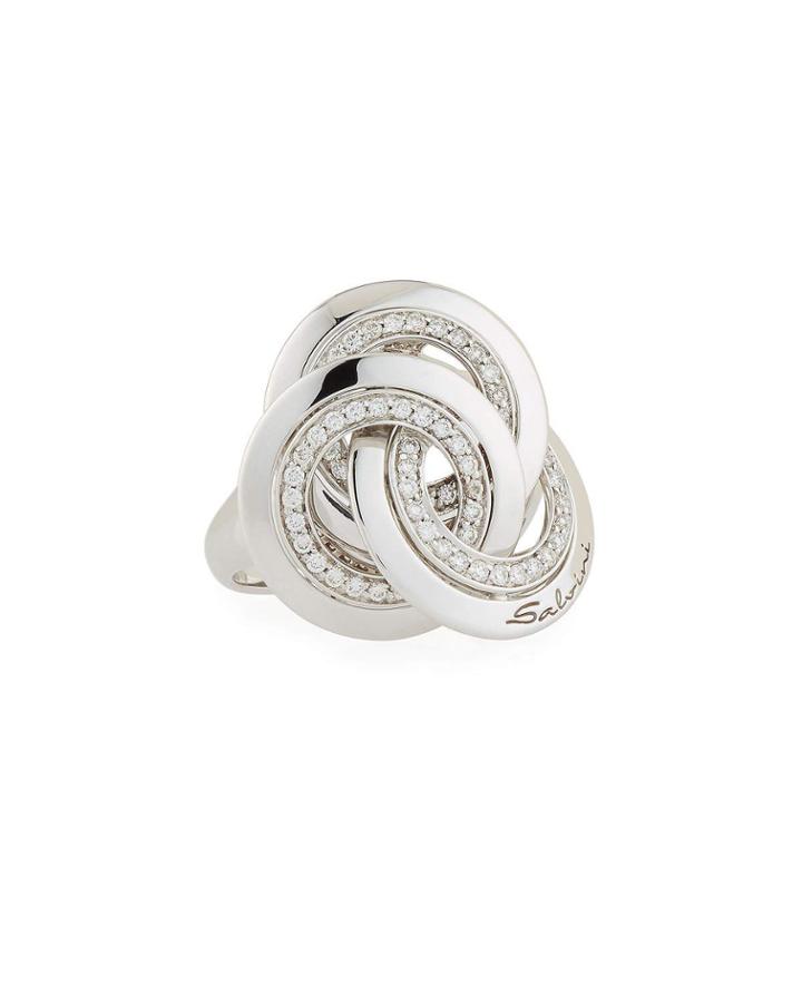 18k White Gold Diamond Trinity Ring,