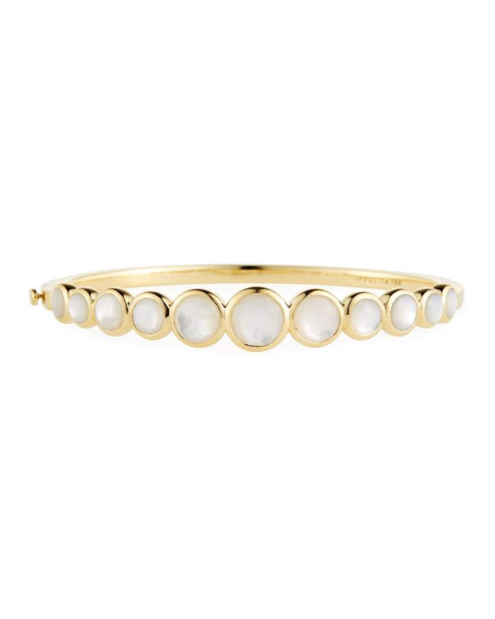 18k Lollipop&trade; 11-stone Hinged Bangle, Mother-of-pearl