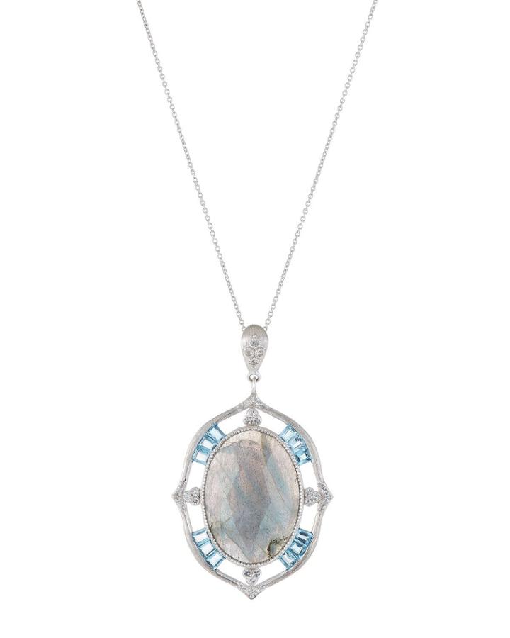 Large Labradorite Oval Pendant Necklace