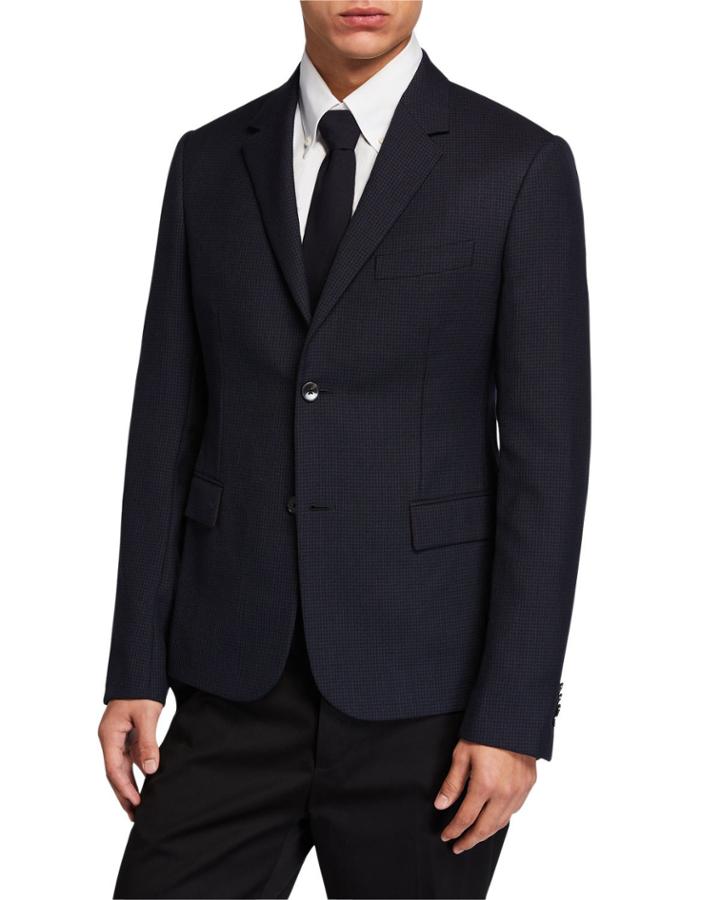 Men's Wool-blend Houndstooth Print Jacket